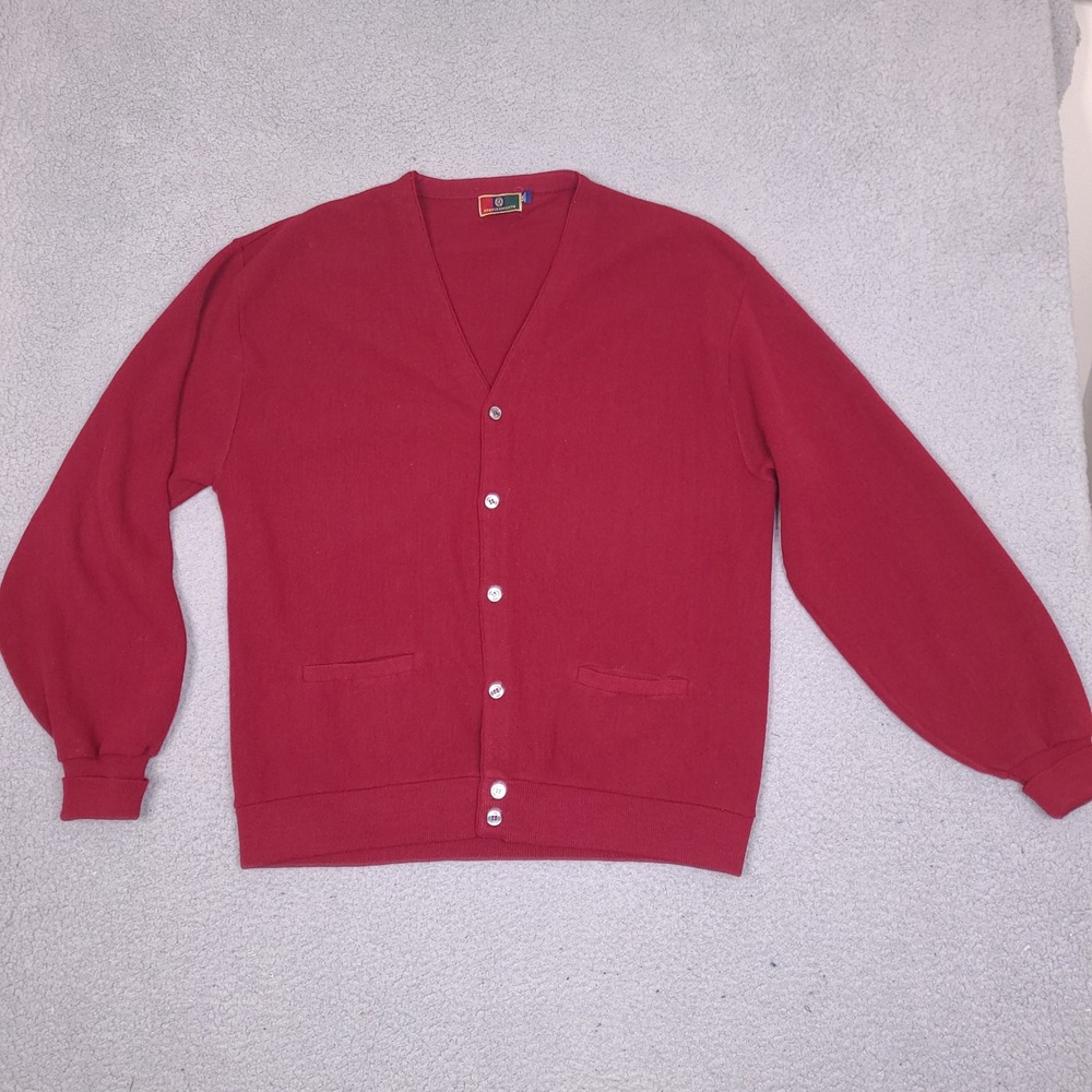 Vintage Requirements Cardigan Sweater Womens 2XL Red Button Up Made In USA